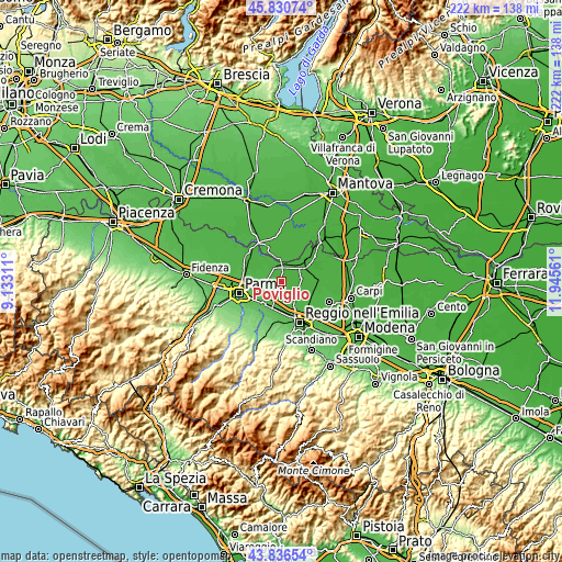 Topographic map of Poviglio