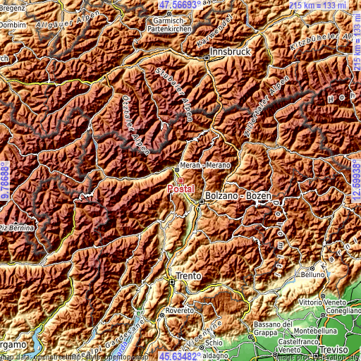 Topographic map of Postal