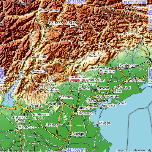 Topographic map of Possagno