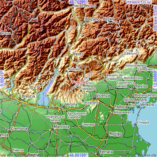 Topographic map of Posina