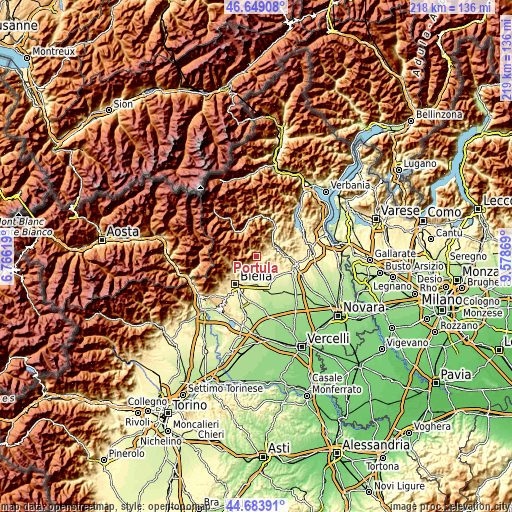 Topographic map of Portula