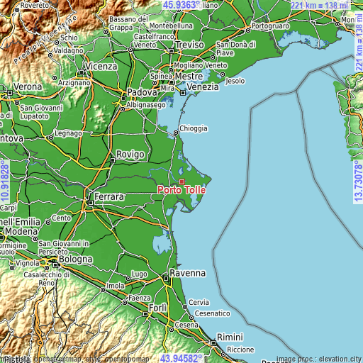 Topographic map of Porto Tolle