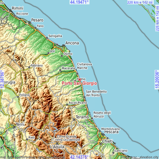Topographic map of Porto San Giorgio