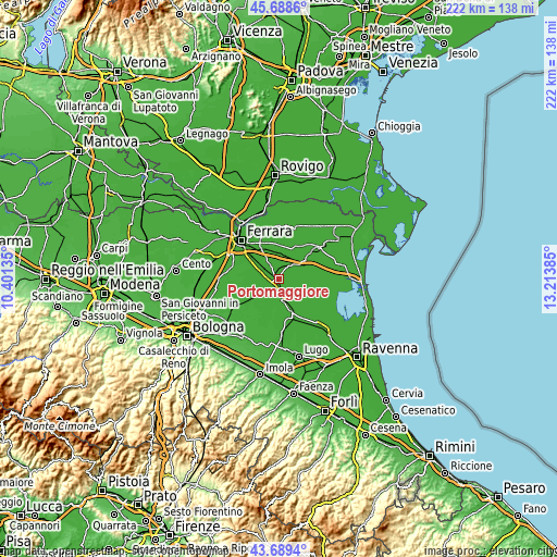 Topographic map of Portomaggiore