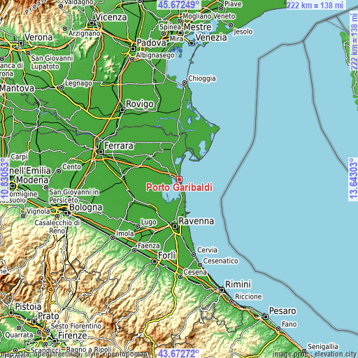 Topographic map of Porto Garibaldi