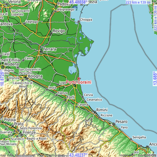 Topographic map of Porto Corsini