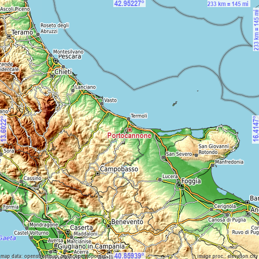 Topographic map of Portocannone