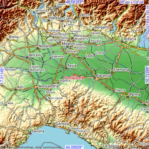 Topographic map of Portalbera