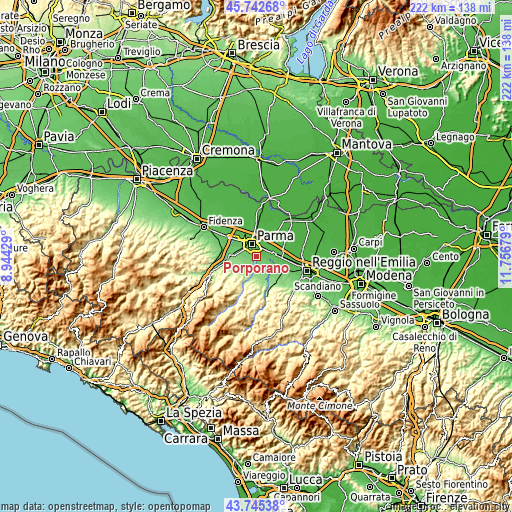 Topographic map of Porporano