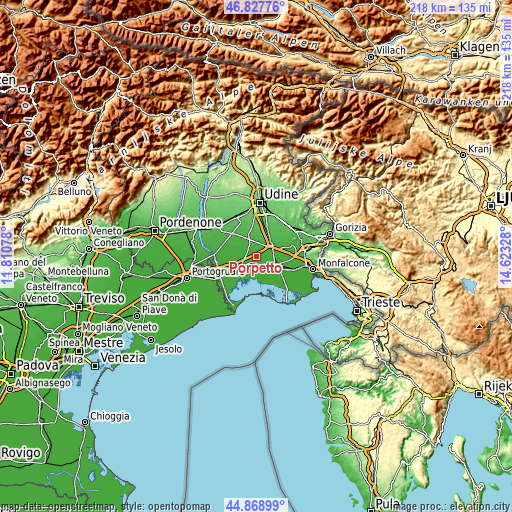 Topographic map of Porpetto