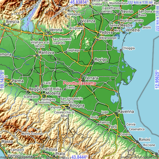 Topographic map of Porotto-Cassama