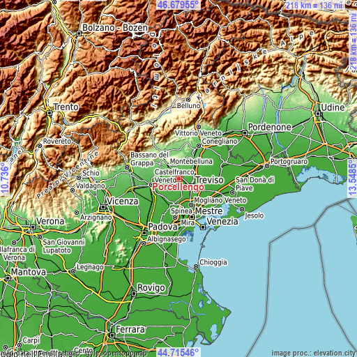 Topographic map of Porcellengo