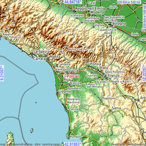Topographic map of Porcari