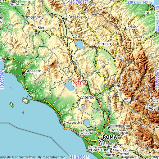 Topographic map of Porano