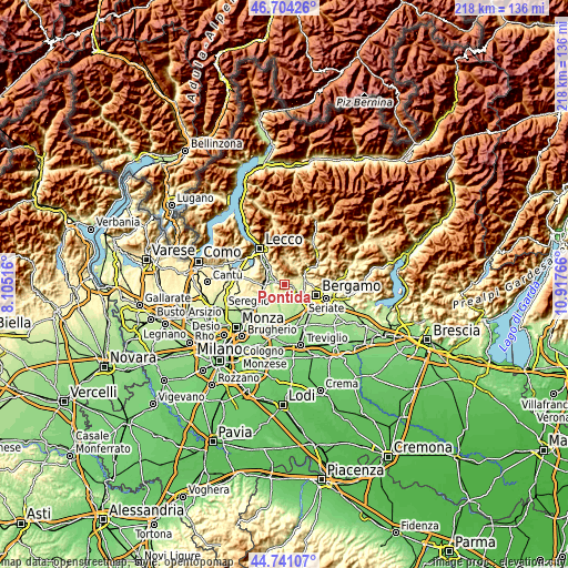 Topographic map of Pontida