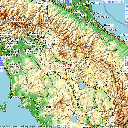 Topographic map of Ponticino