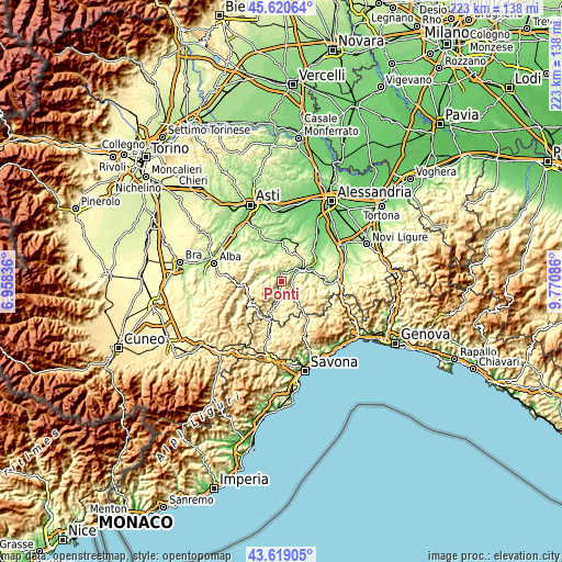 Topographic map of Ponti