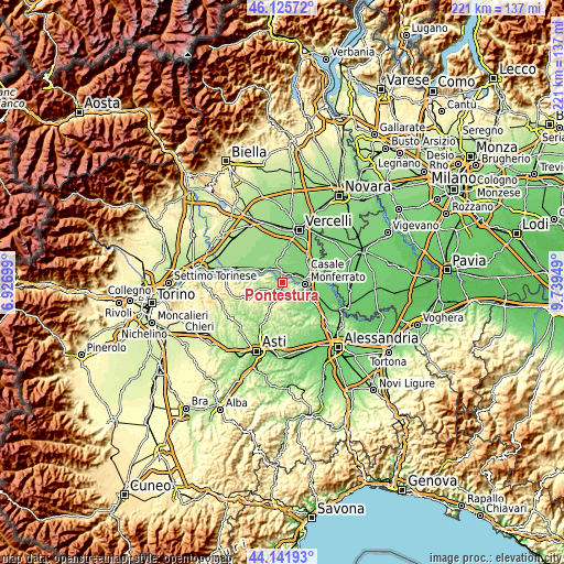 Topographic map of Pontestura