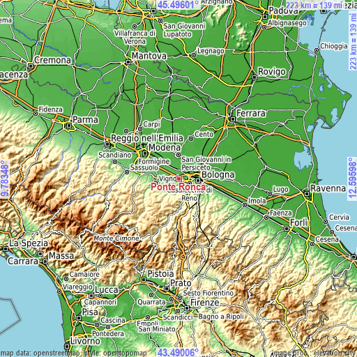 Topographic map of Ponte Ronca