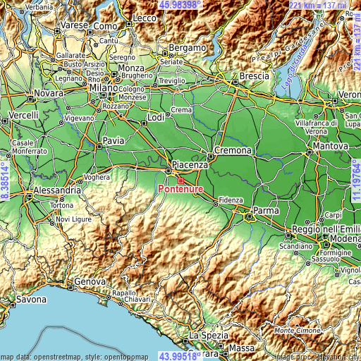 Topographic map of Pontenure