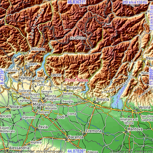 Topographic map of Ponte Nossa