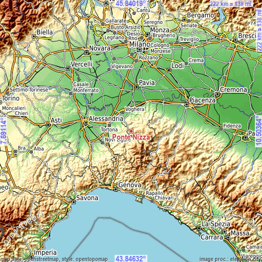 Topographic map of Ponte Nizza