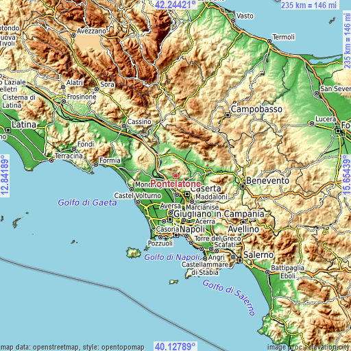 Topographic map of Pontelatone