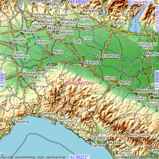 Topographic map of Ponte dell'Olio