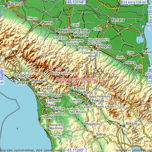 Topographic map of Ponte della Venturina