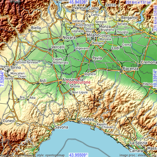 Topographic map of Pontecurone