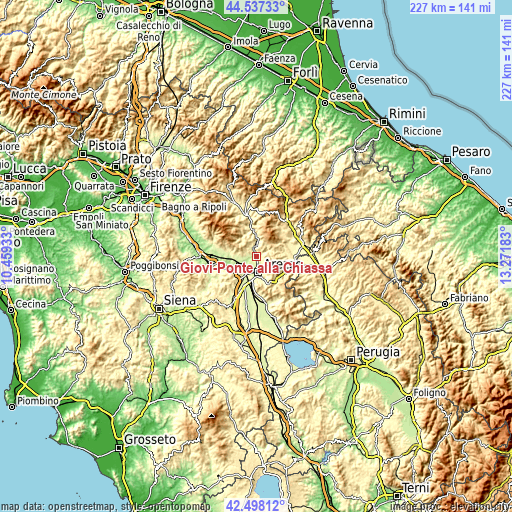 Topographic map of Giovi-Ponte alla Chiassa