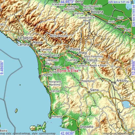 Topographic map of Ponte A Elsa