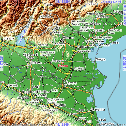 Topographic map of Ponso