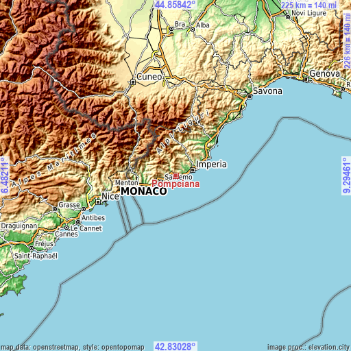 Topographic map of Pompeiana