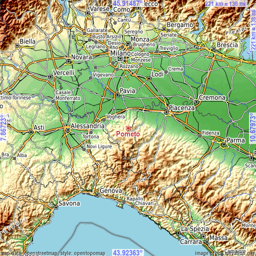 Topographic map of Pometo