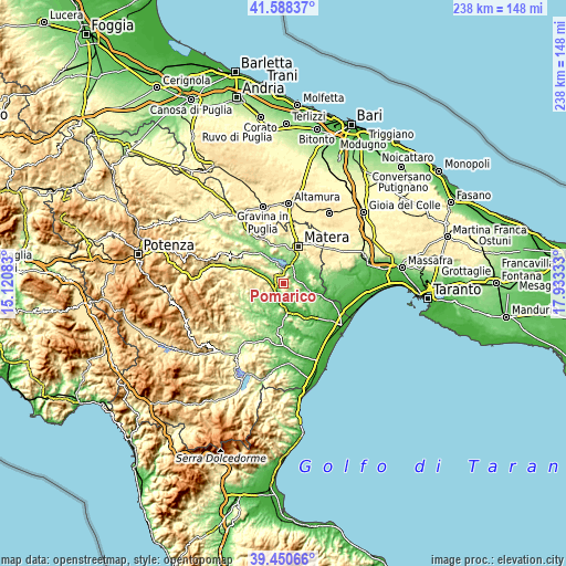 Topographic map of Pomarico