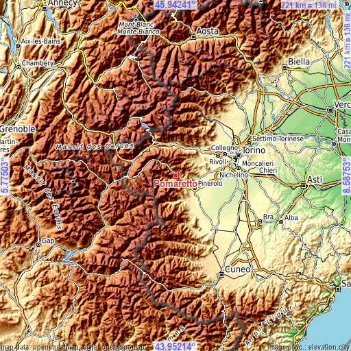 Topographic map of Pomaretto