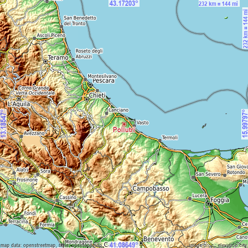 Topographic map of Pollutri