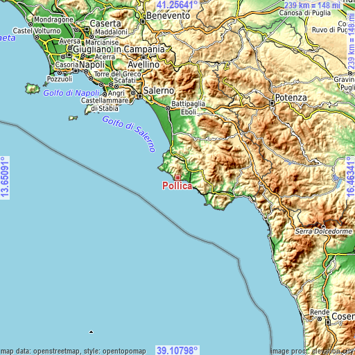 Topographic map of Pollica