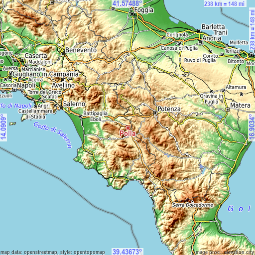 Topographic map of Polla