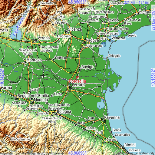 Topographic map of Polesella