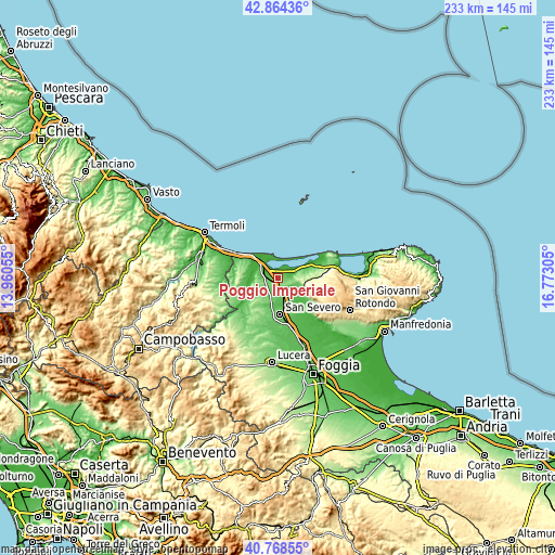 Topographic map of Poggio Imperiale