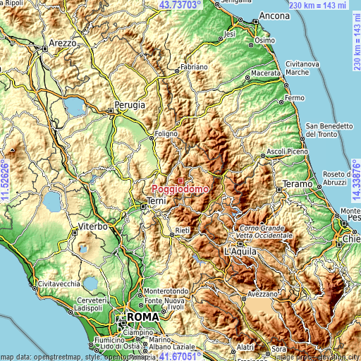 Topographic map of Poggiodomo