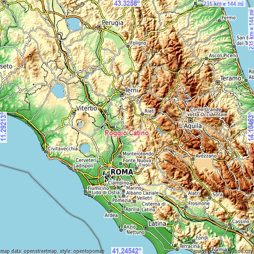 Topographic map of Poggio Catino