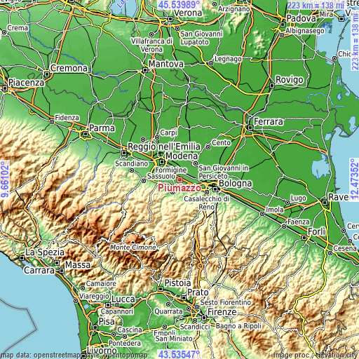 Topographic map of Piumazzo