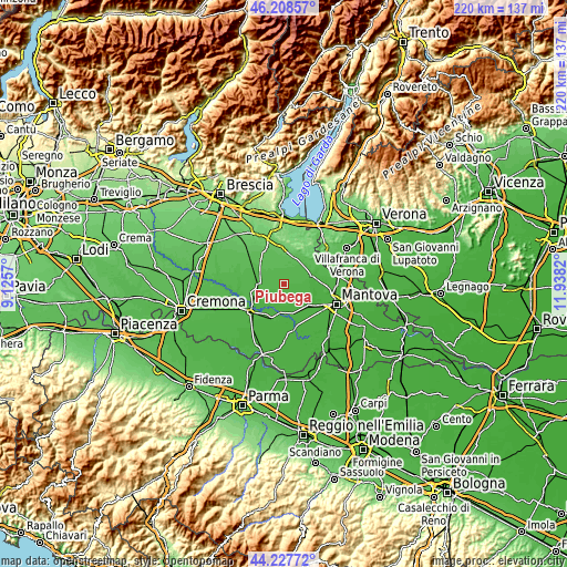 Topographic map of Piubega