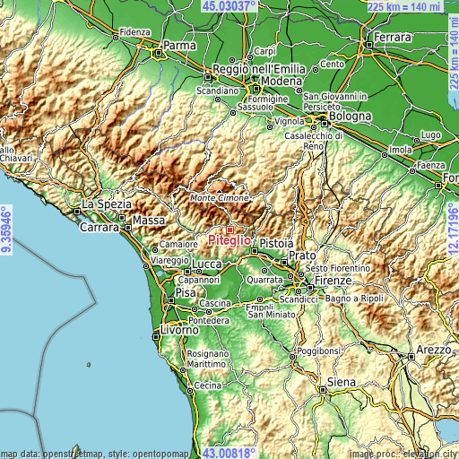 Topographic map of Piteglio