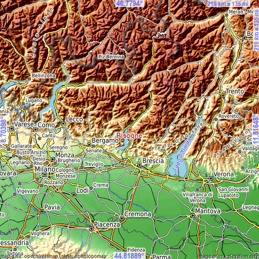 Topographic map of Pisogne