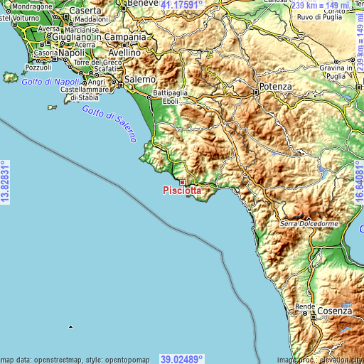 Topographic map of Pisciotta