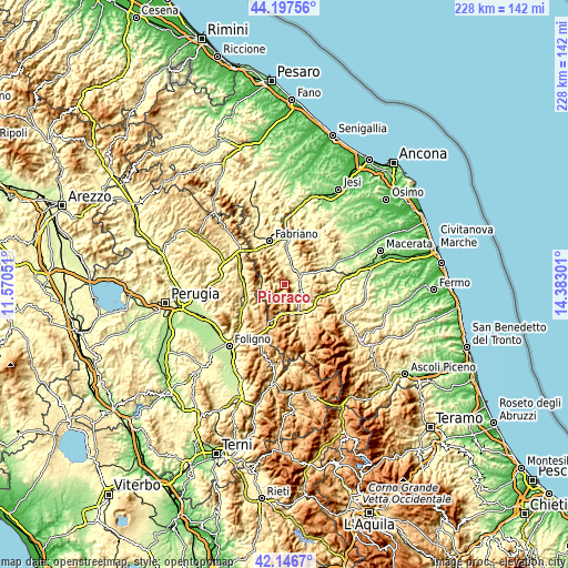 Topographic map of Pioraco